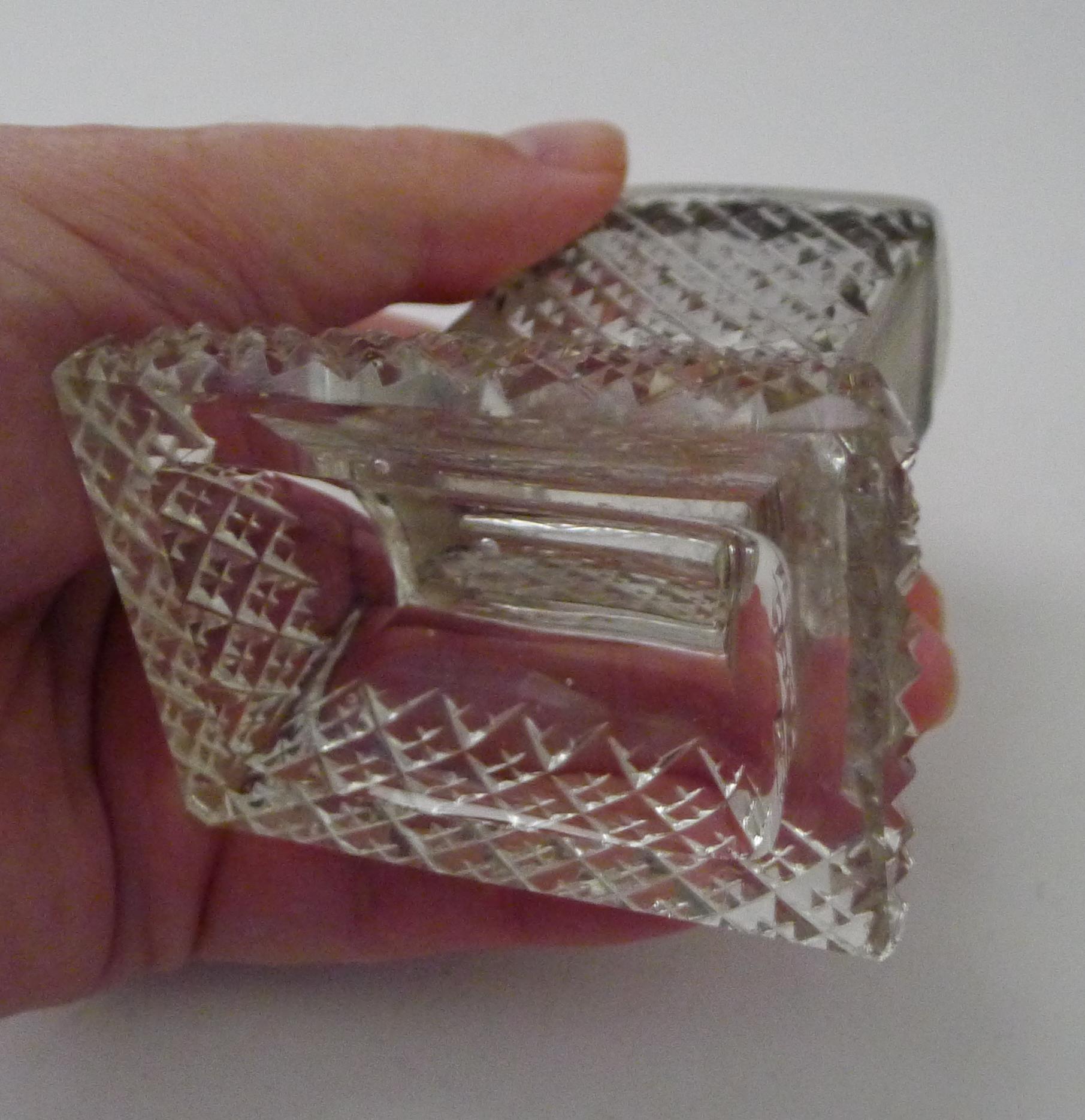 Smart cut glass and English sterling silver match striker - 1924 2