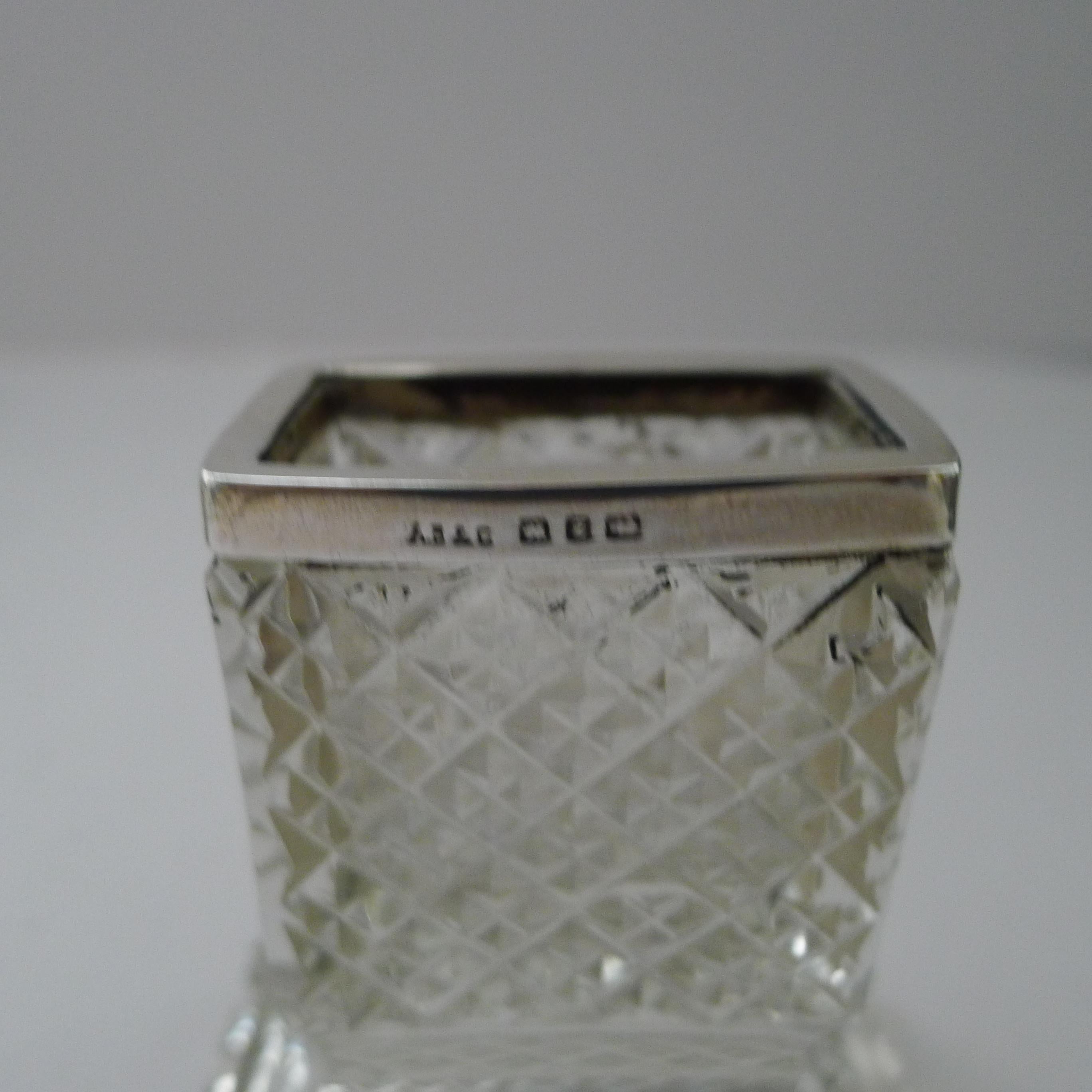 Smart cut glass and English sterling silver match striker - 1924 3