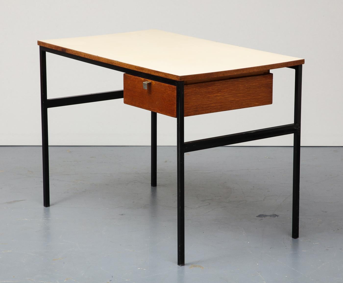 Smart Desk in Oak, Steel, and Laminate by Pierre Paulin, circa 1950 For Sale 2
