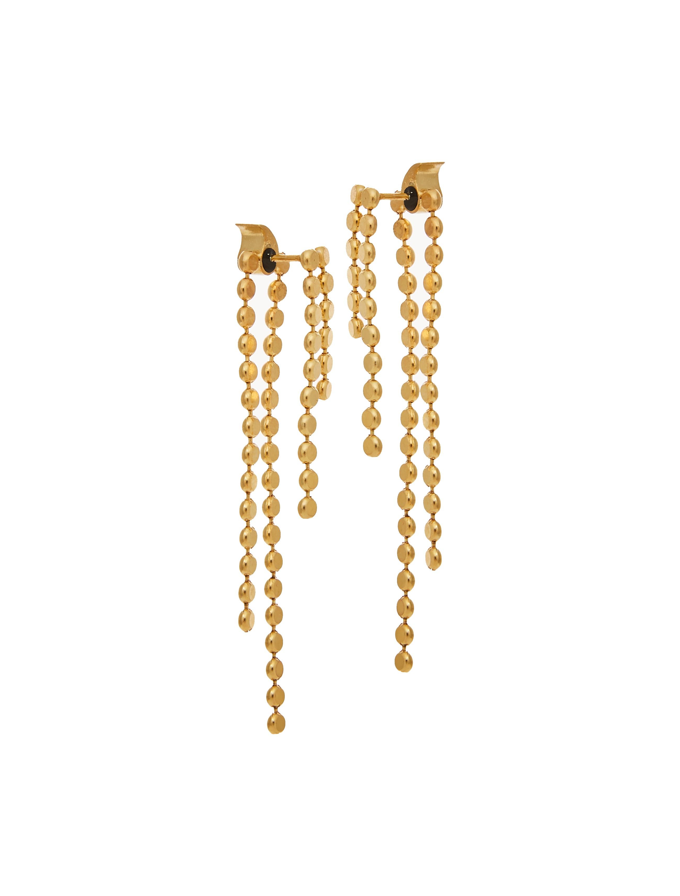 Contemporary Smart Earrings Round Motif Chain 18 Karat Gold-Plated Silver Greek Earrings For Sale