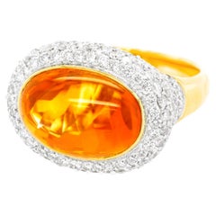 Vintage Smart Eighties Diamond-Set Citrine Ring