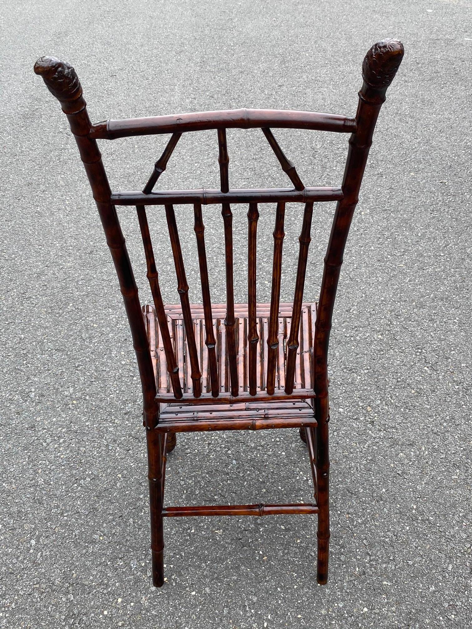 Wonderful bamboo side chair having a warm faux tortoise finish. Makes a great desk chair.

  