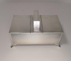Smart Englische Silber-Art-Déco-Zigaretten- oder Zigarrenschachtel aus Silber, 1937