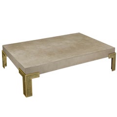 Coffee Table Grey Scagliola art top extra smooth finish top Casted Brass Feet