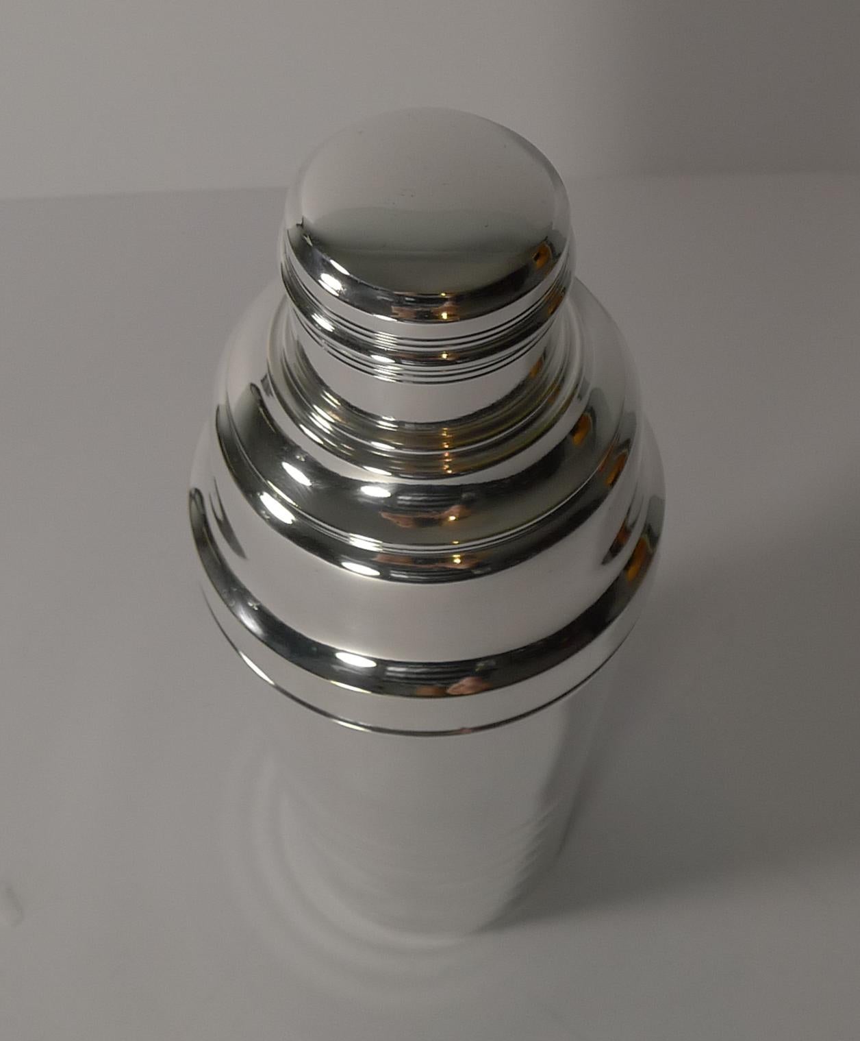 Silver Plate Smart French Art Deco Cocktail Shaker, circa 1930