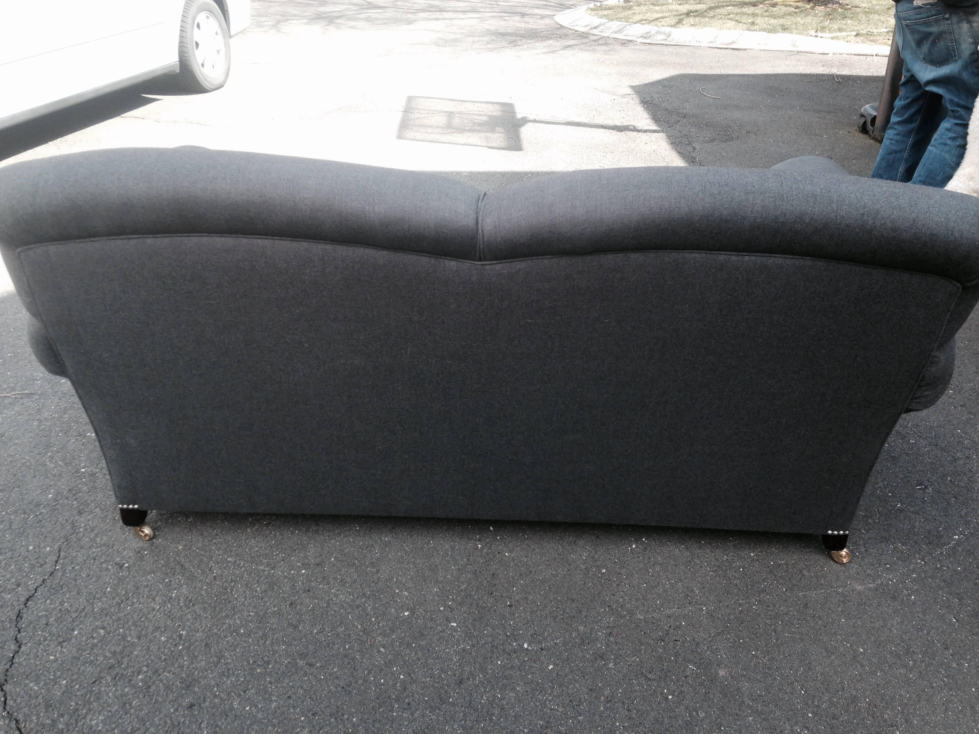 Smart George Smith Gray Wool Loveseat Sofa In Good Condition In Hopewell, NJ