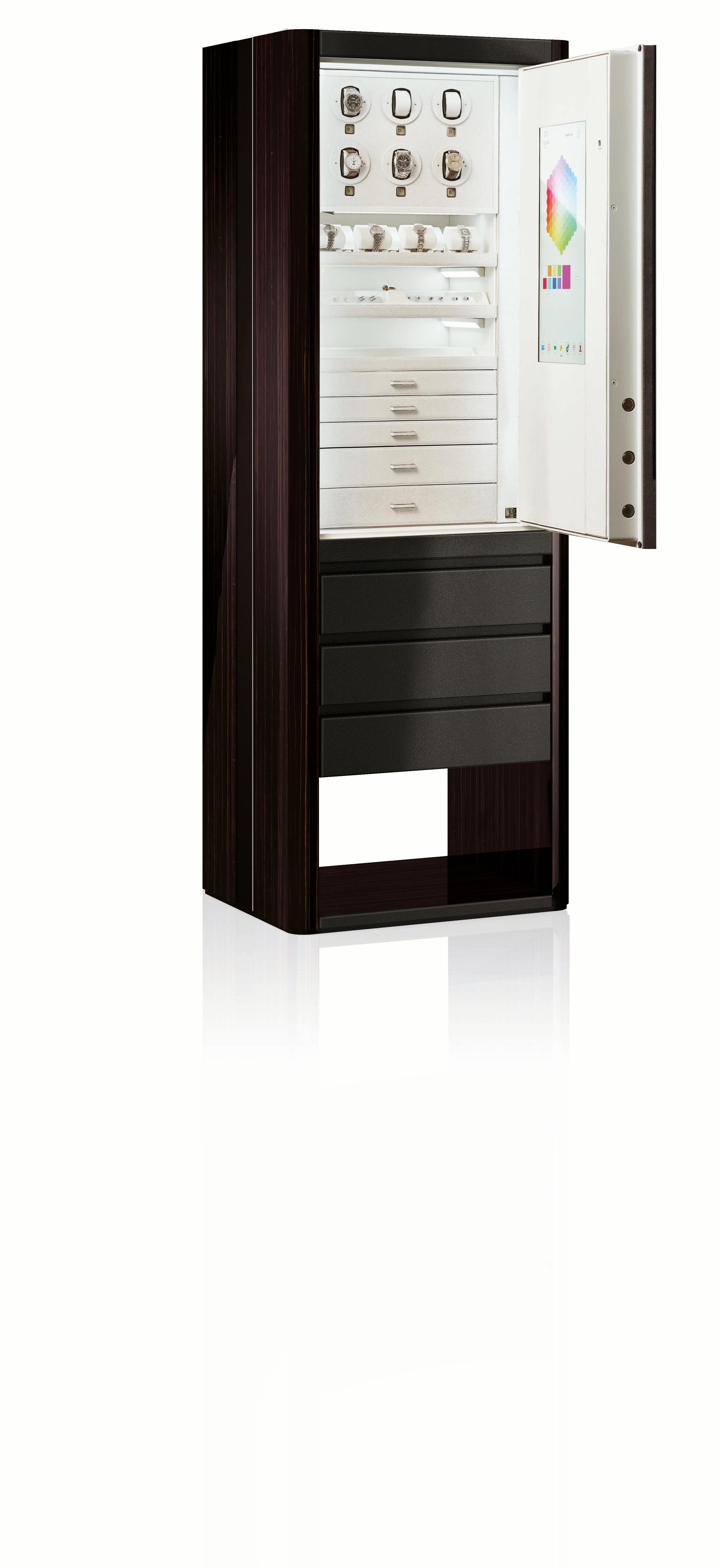 Leather Smart Identity Noce Armoire with 6 Watch Winders by Agresti For Sale