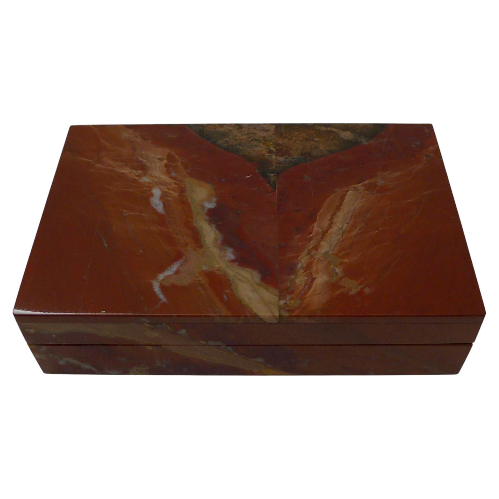 Smart Italian Red Jasper Stone Box c.1950