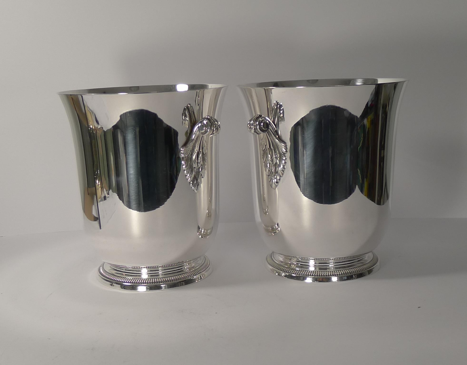 Mid-20th Century Smart Pair of French Champagne Buckets by Ercuis, circa 1960