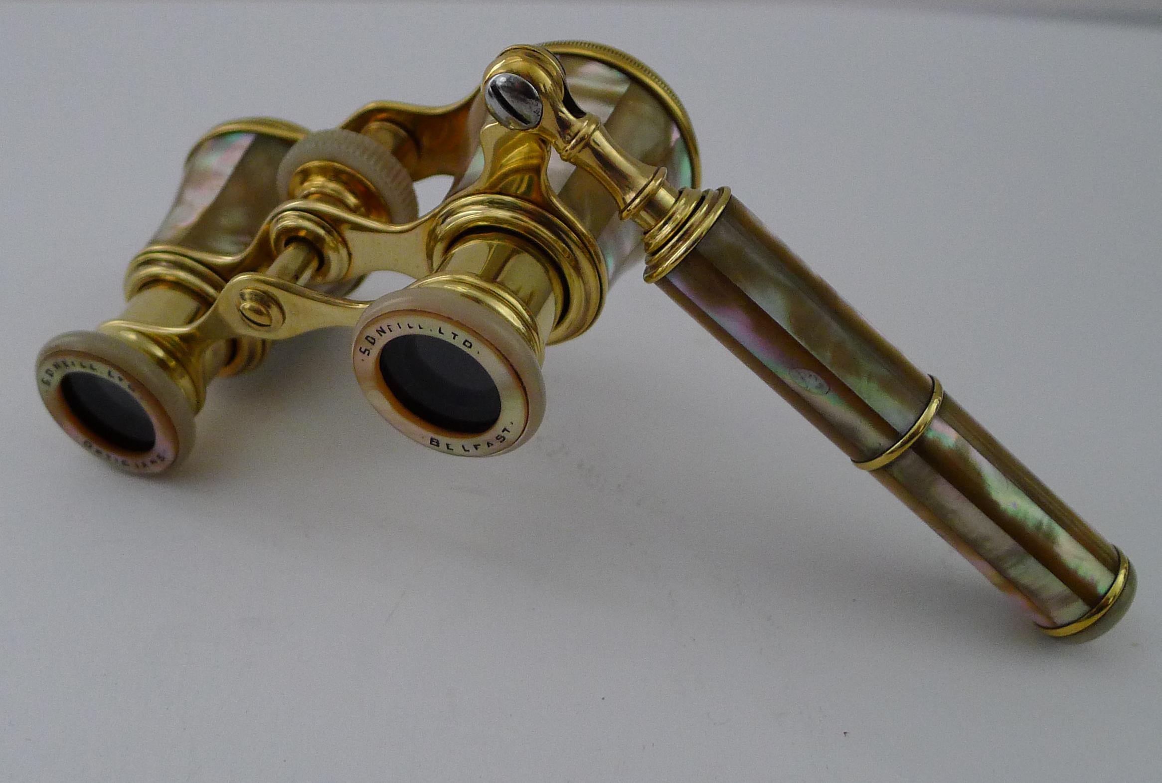 Smart Pair French Mother of Pearl Opera Glasses c.1910 5