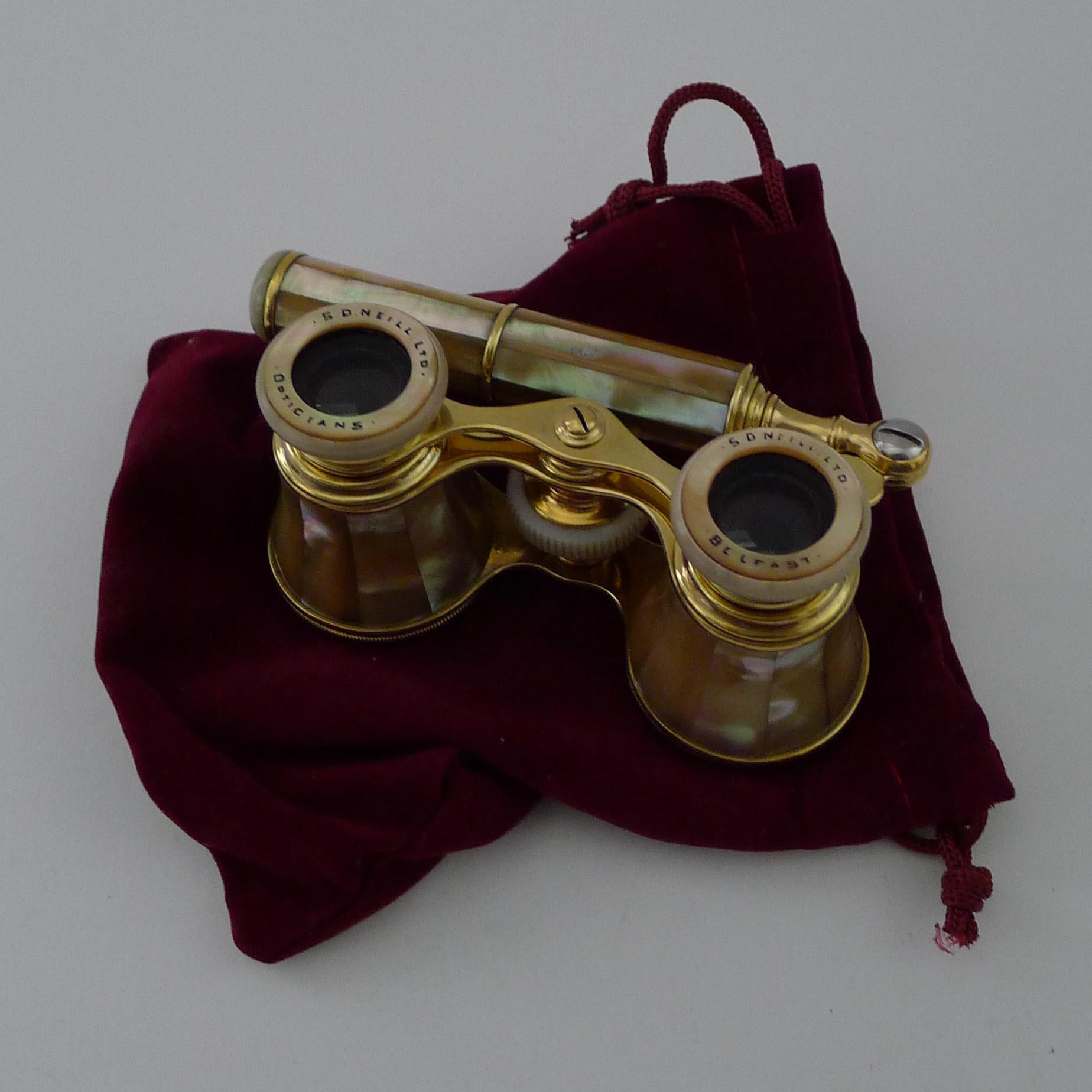 Edwardian Smart Pair French Mother of Pearl Opera Glasses c.1910