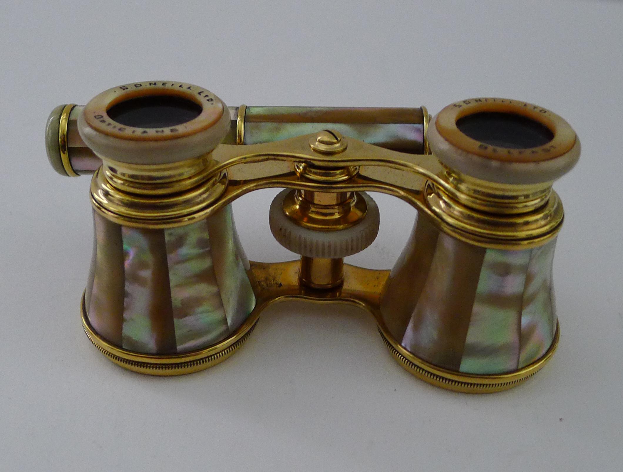 Smart Pair French Mother of Pearl Opera Glasses c.1910 1