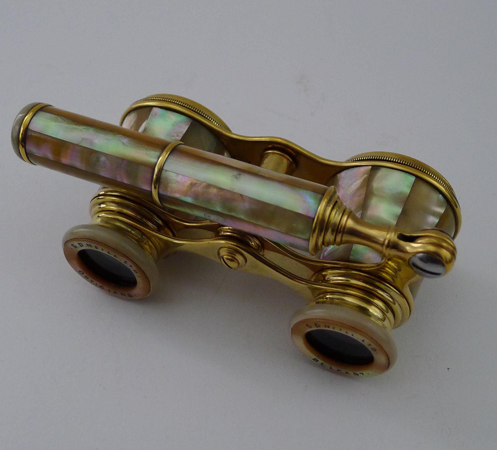 Smart Pair French Mother of Pearl Opera Glasses c.1910 3