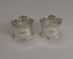 Smart Pair of Antique English Sterling Silver Napkin Rings by Walker and Hall