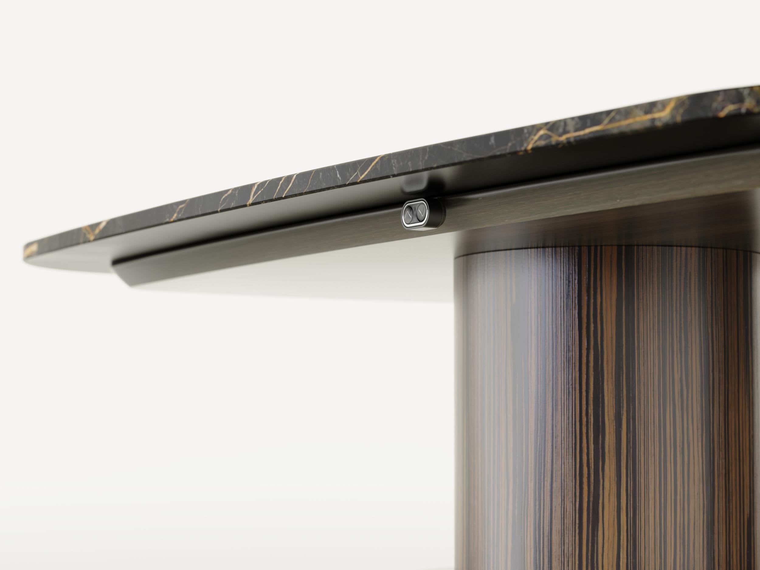 Mesa Inteligente - Moderna Mesa Electrónica Regulable en Altura de Mármol Negro y Madera Tallado a mano en venta