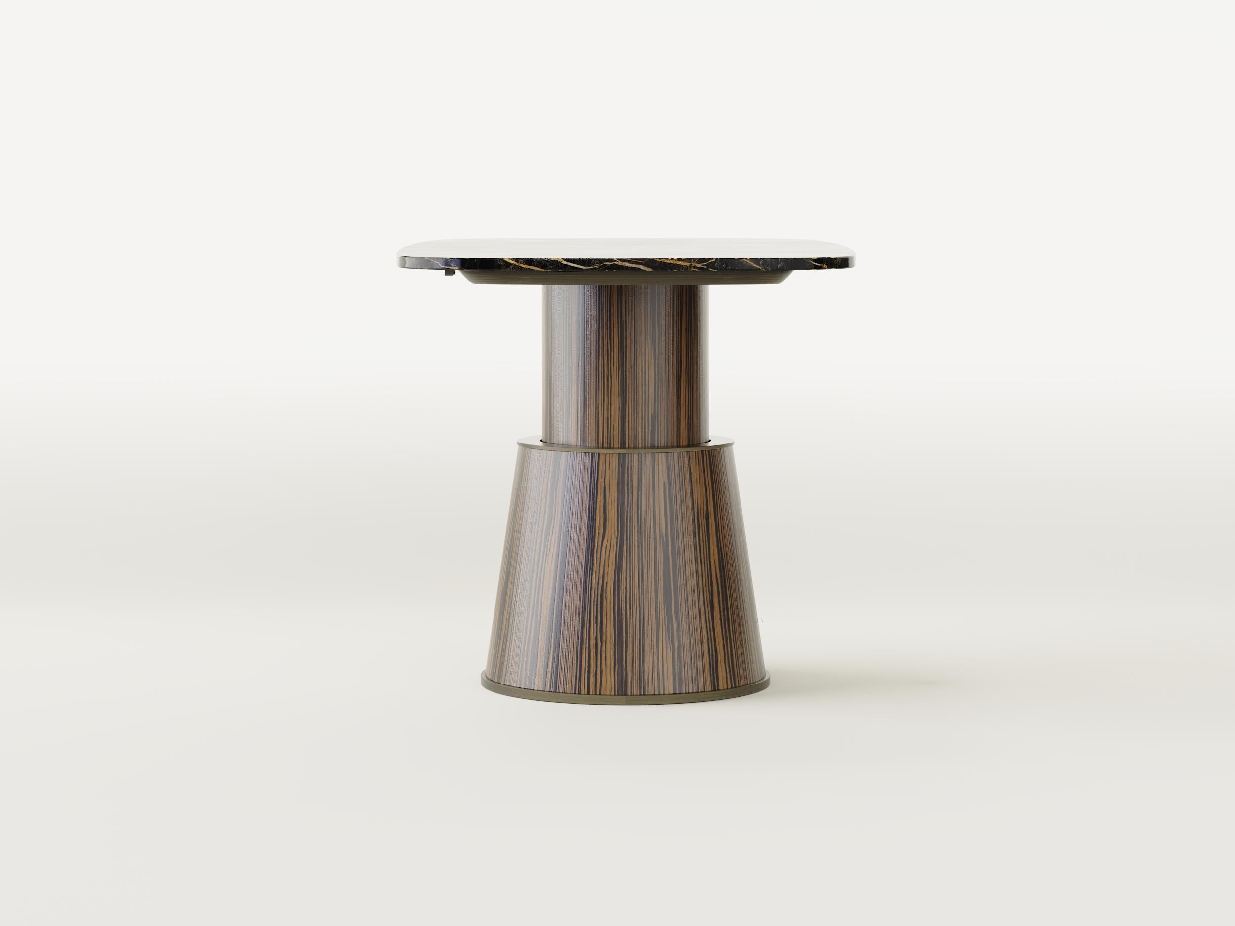 Mesa Inteligente - Moderna Mesa Electrónica Regulable en Altura de Mármol Negro y Madera en venta 1