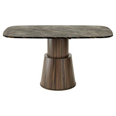 Smart Table - Modern Electronic Height-Adjustable Black Marble and Wood Table