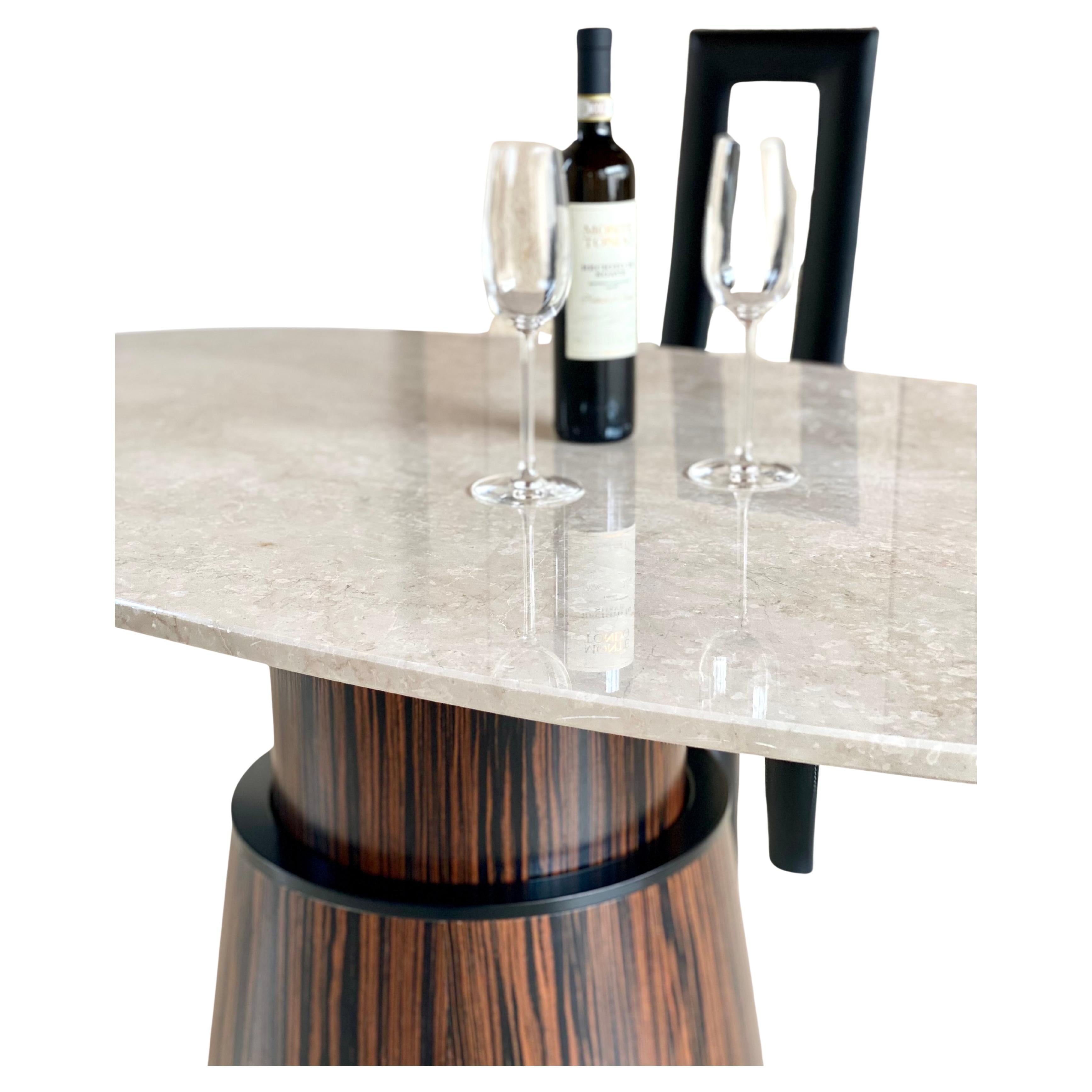 Smart Table - Table électronique moderne en marbre Botticino réglable en hauteur