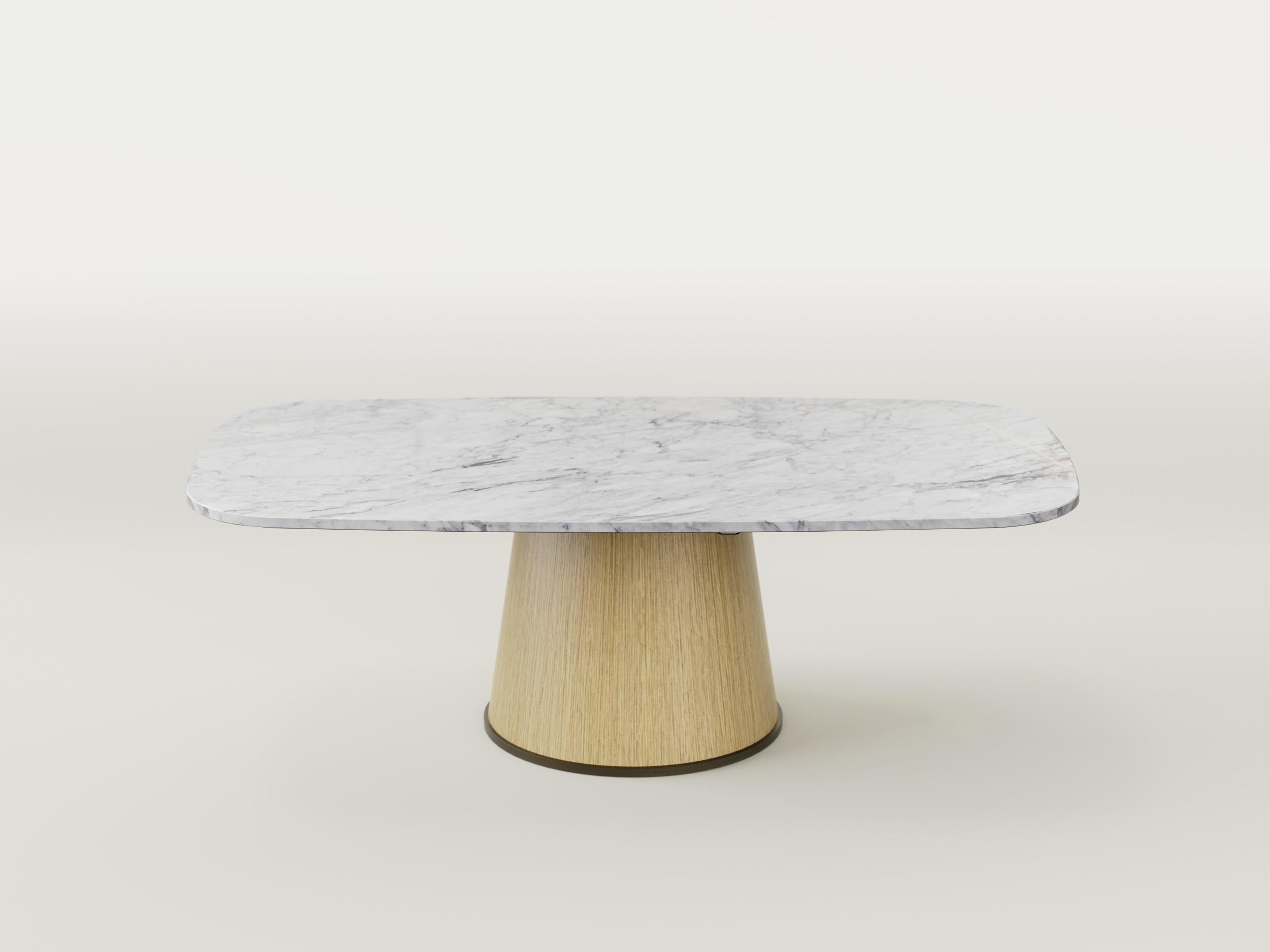 Mesa inteligente - Mesa moderna de mármol de Carrara y madera, regulable electrónicamente en altura Italiano en venta