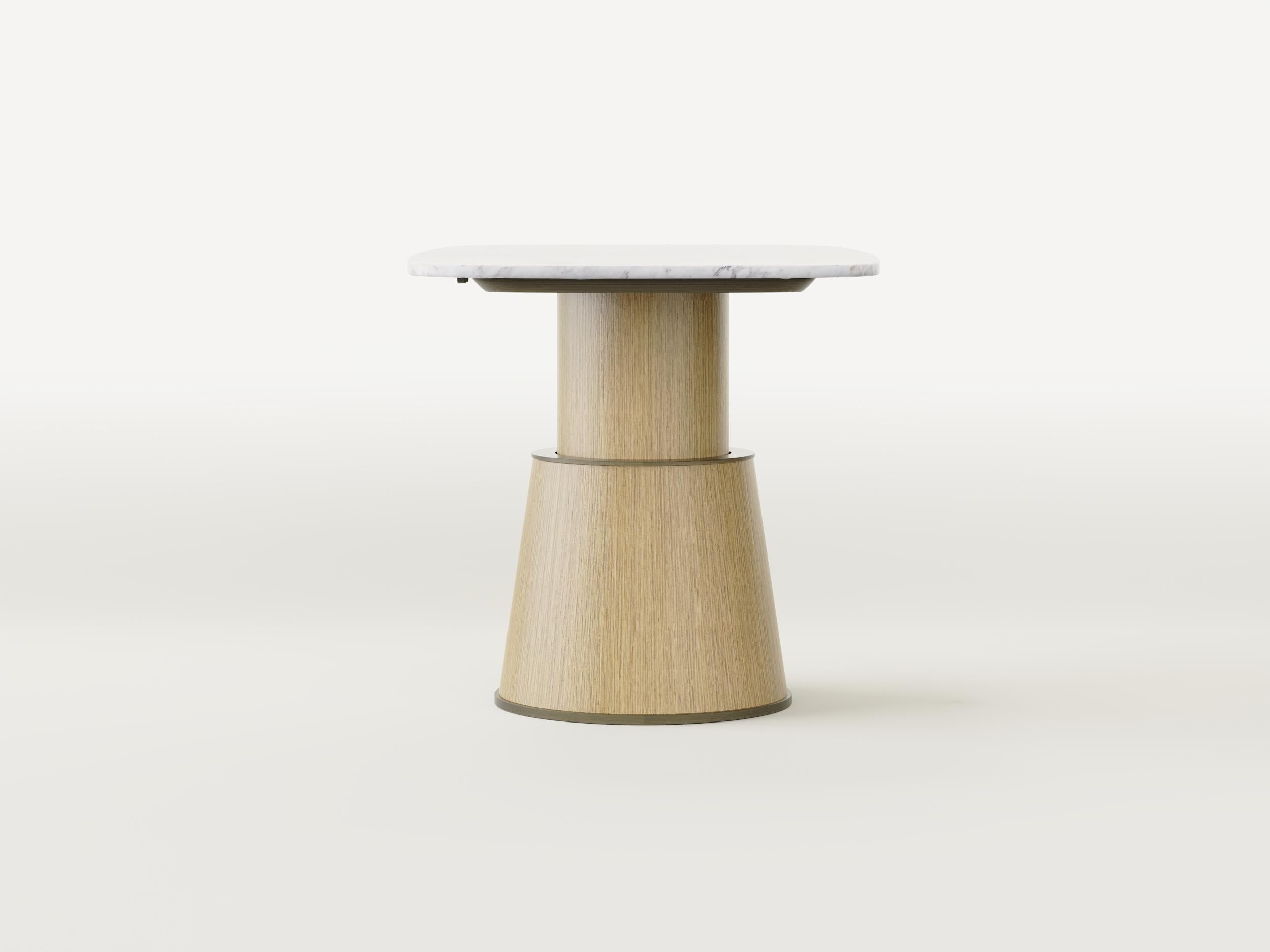 Mesa inteligente - Mesa moderna de mármol de Carrara y madera, regulable electrónicamente en altura en Nuevo estado para la venta en Cologna Veneta, IT