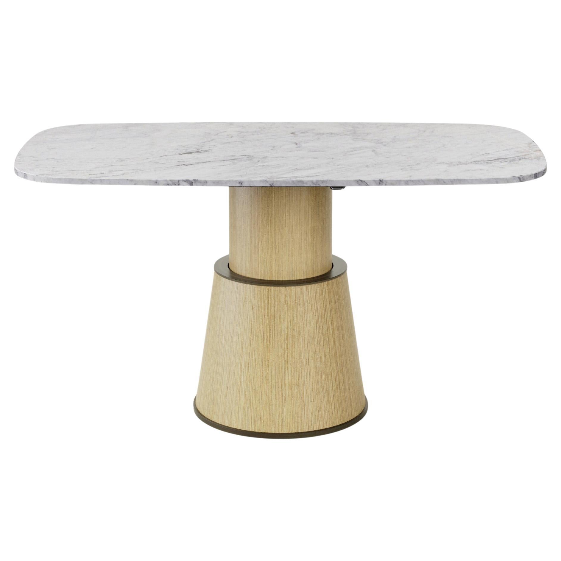 Smart Table - Modern Electronic Height-Adjustable Carrara Marble and Wood Table