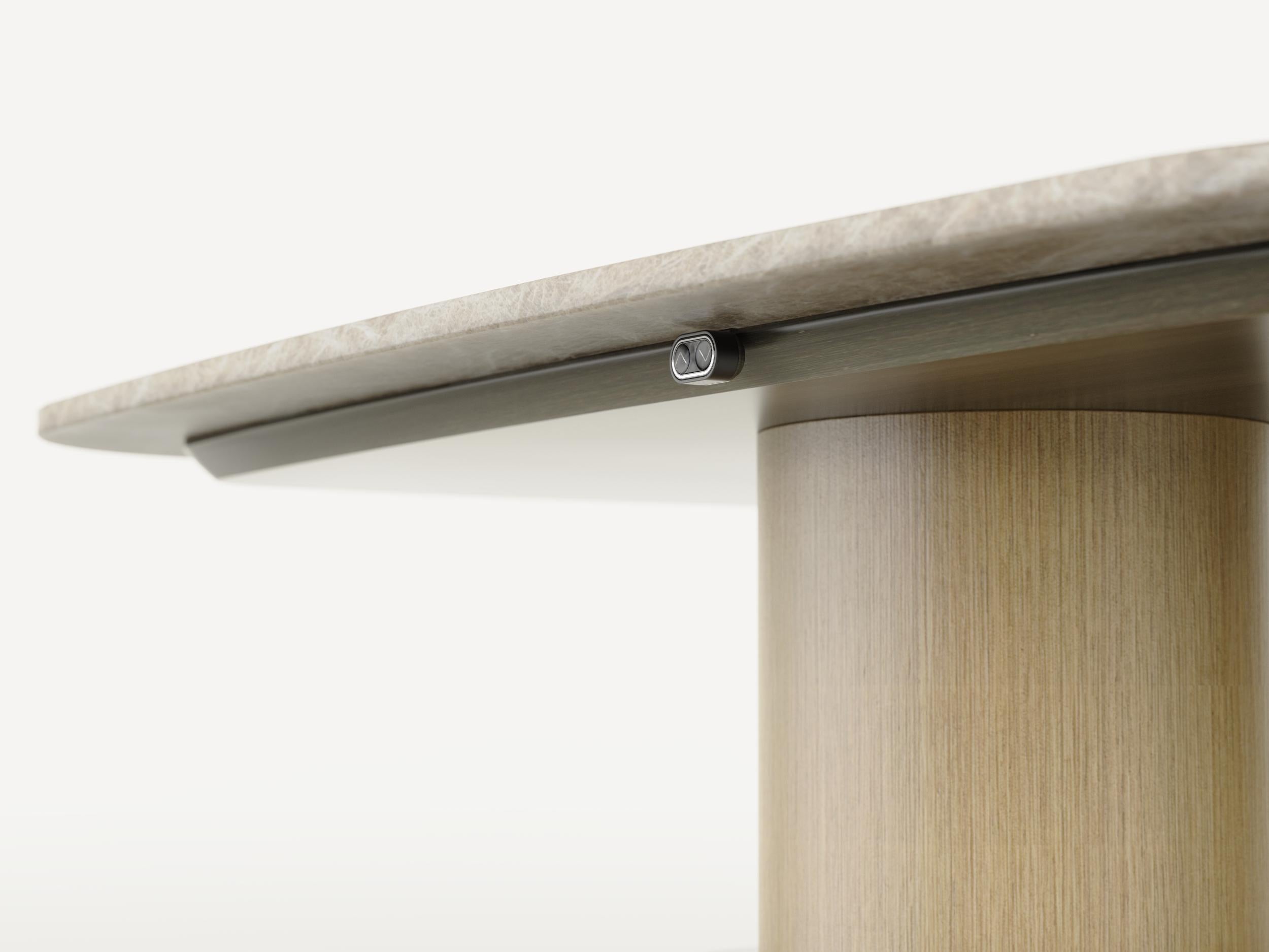 Mesa Inteligente - Moderna Mesa Taj Mahal y Madera Regulable Electrónicamente en Altura Tallado a mano en venta