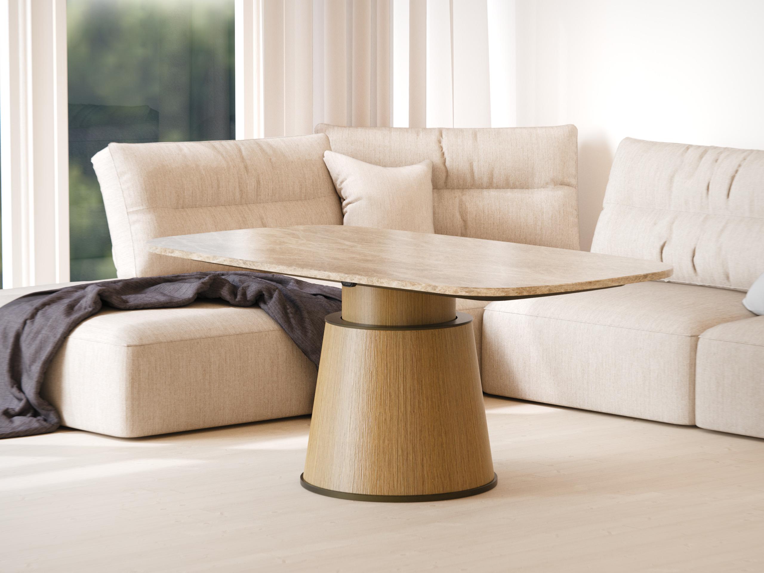 Mesa Inteligente - Moderna Mesa Taj Mahal y Madera Regulable Electrónicamente en Altura en venta 1