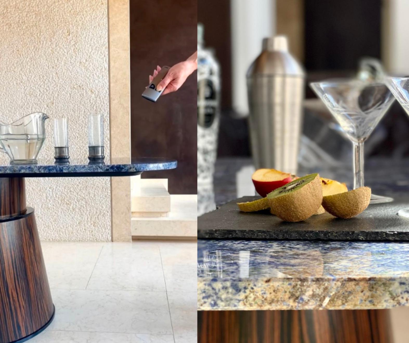 Italian Smart Table - Modern Living Room Electronic Height-Adjustable Granite Table For Sale