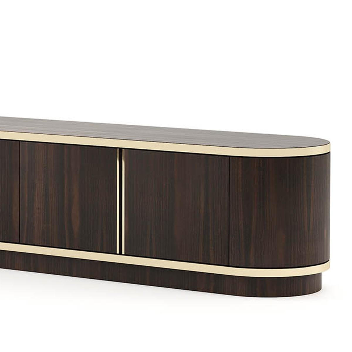 Hand-Crafted Smart TV Sideboard in Matte Ebony Finish For Sale