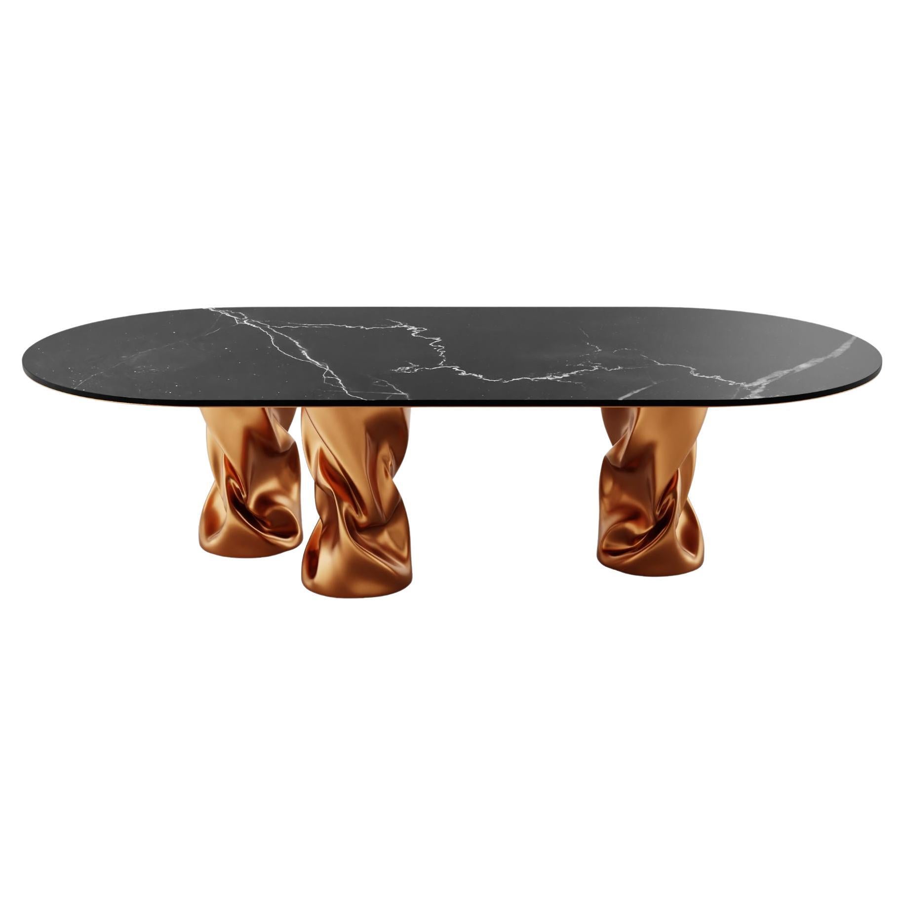 Smash Black Marquina Marble Luxury Dining Table w/Copper Gradient by MainGUILTY