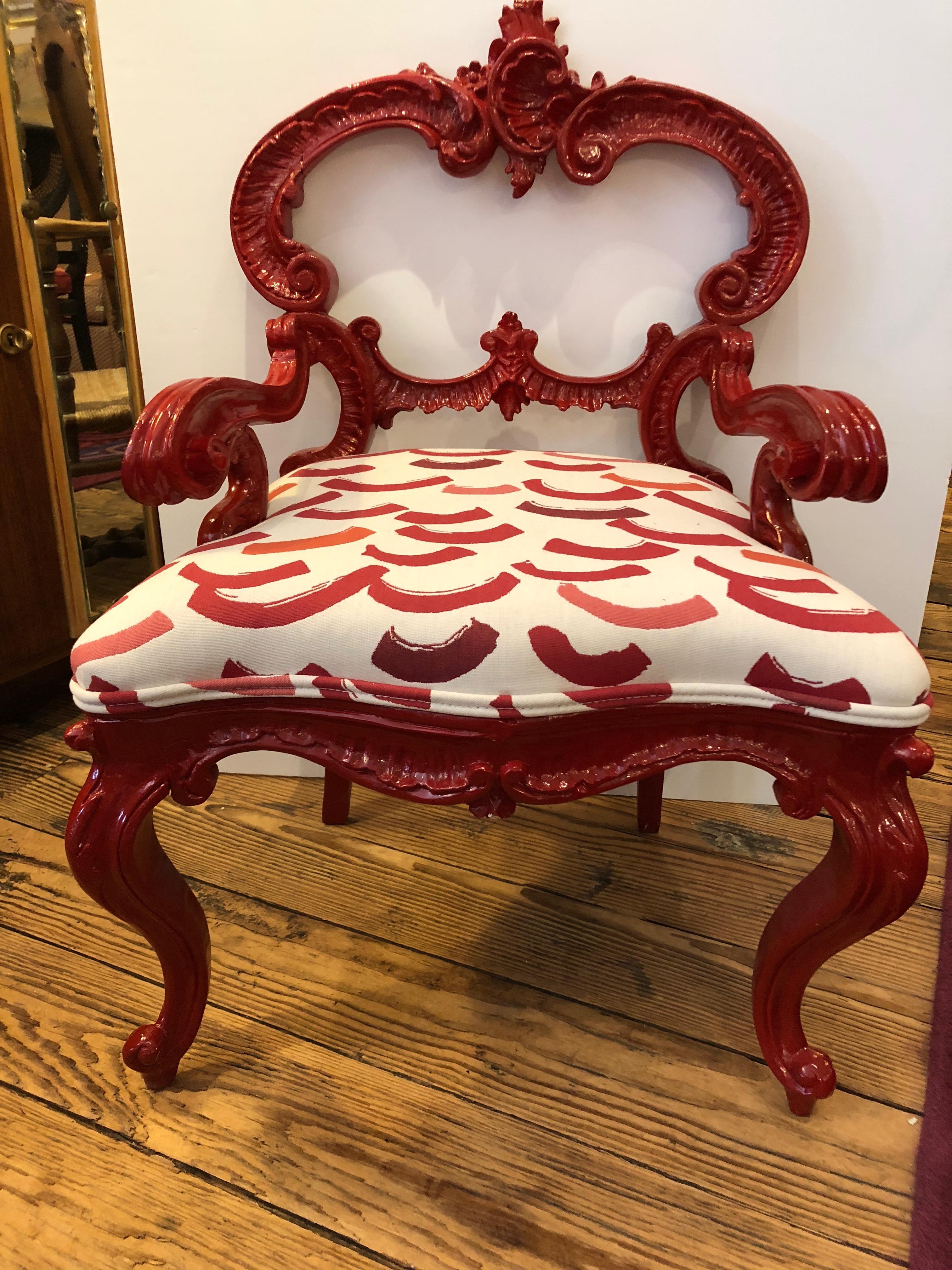 French Smashing Designer Diminutive Laquer Rococo Chair