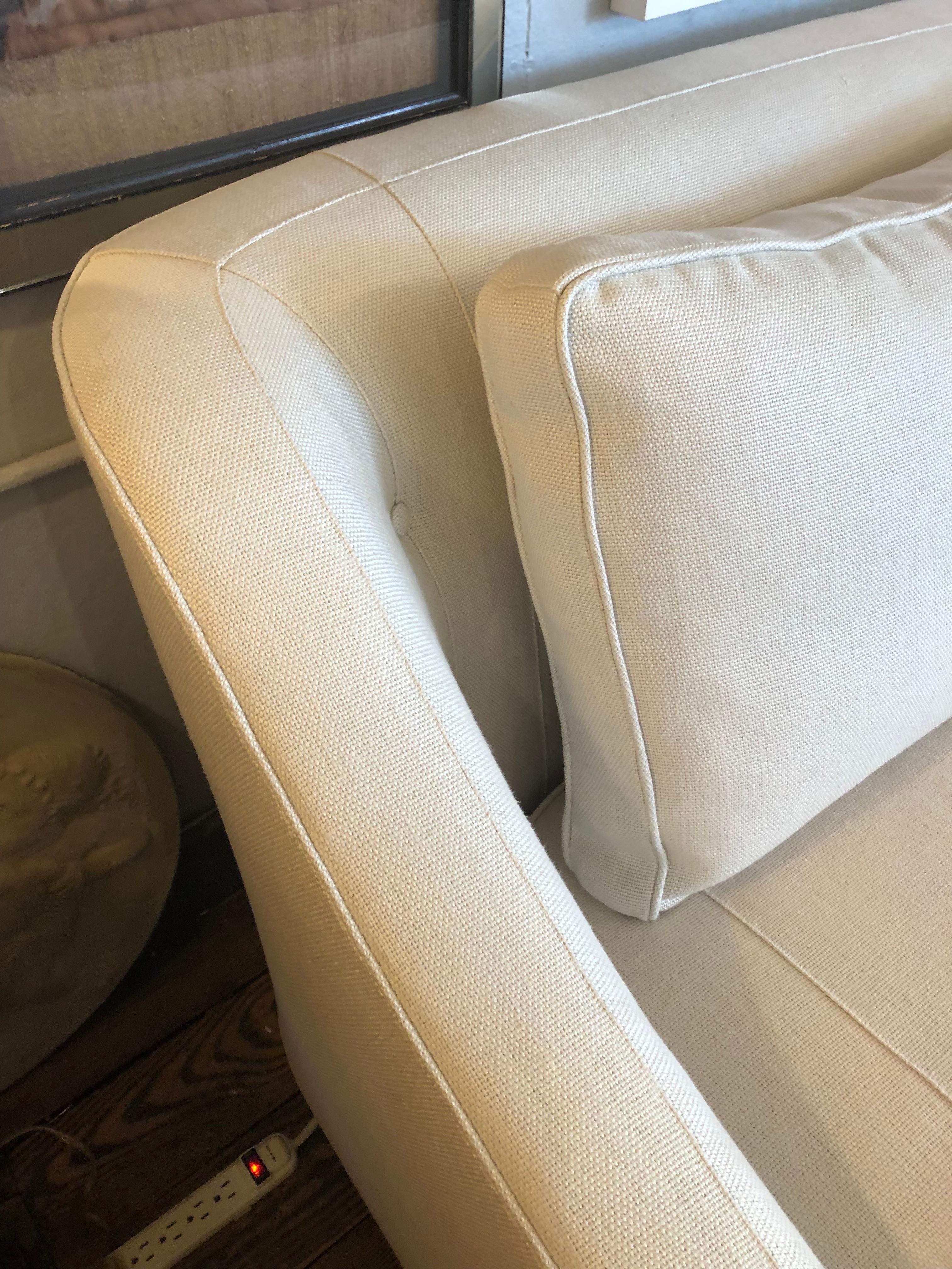 Smashing off White Upholstered Sofa by Baker In Good Condition In Hopewell, NJ