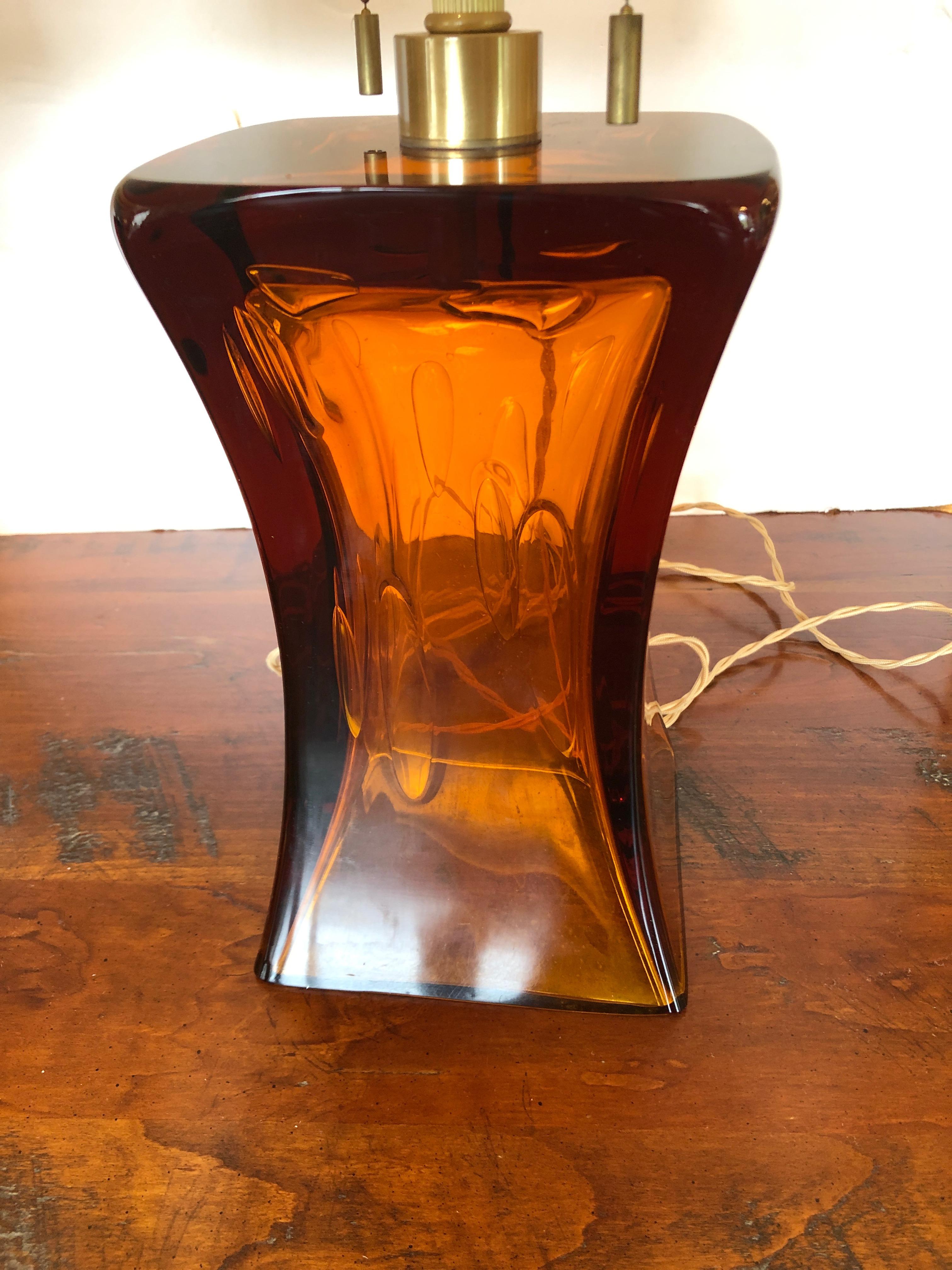 amber glass table lamp