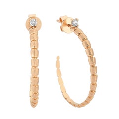 Smaug Single Stone White Diamond Hoop Earrings in Rose Gold by Selda Jewellery