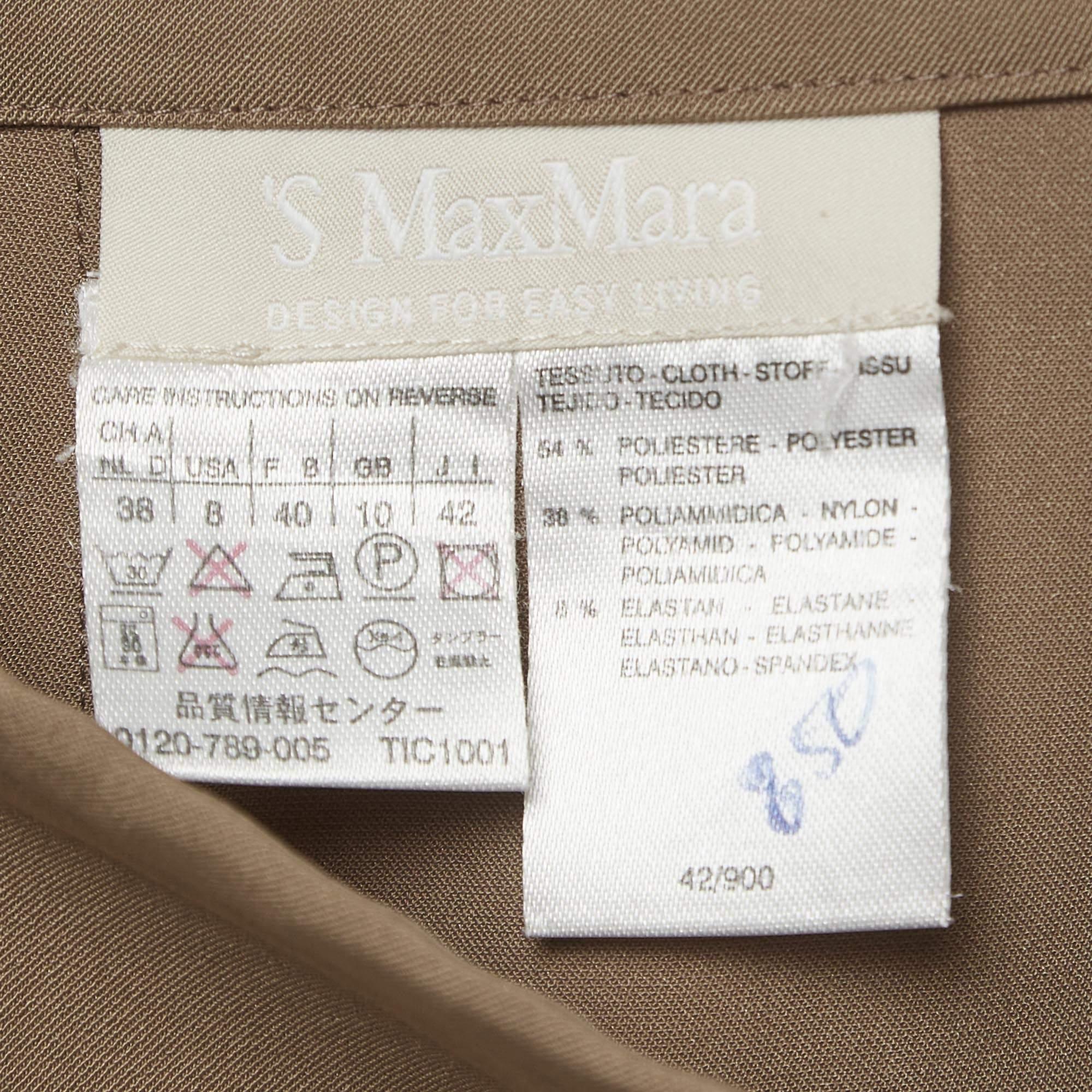 Women's S'Max Mara Brown Gabardine Pencil Skirt M For Sale