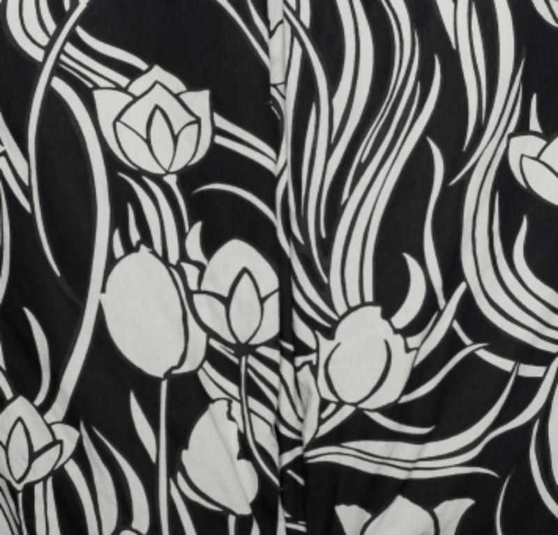 Gray S'Max Mara Monochrome Floral Print Cotton Shirt Dress L For Sale