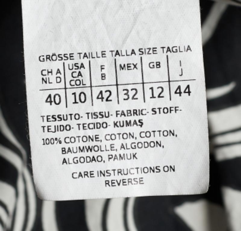 S'Max Mara Monochrome Floral Print Cotton Shirt Dress L In Good Condition For Sale In Dubai, Al Qouz 2