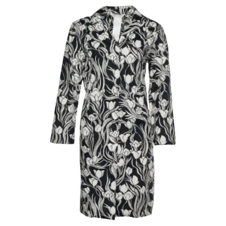 S'Max Mara Monochrome Floral Print Cotton Shirt Dress L For Sale