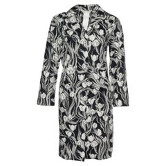 S'Max Mara Monochrome Floral Print Cotton Shirt Dress L
