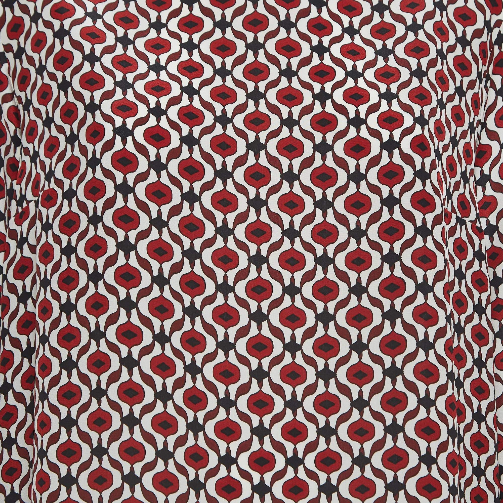 Brown S'Max Mara Multicolor Printed Silk Top L For Sale