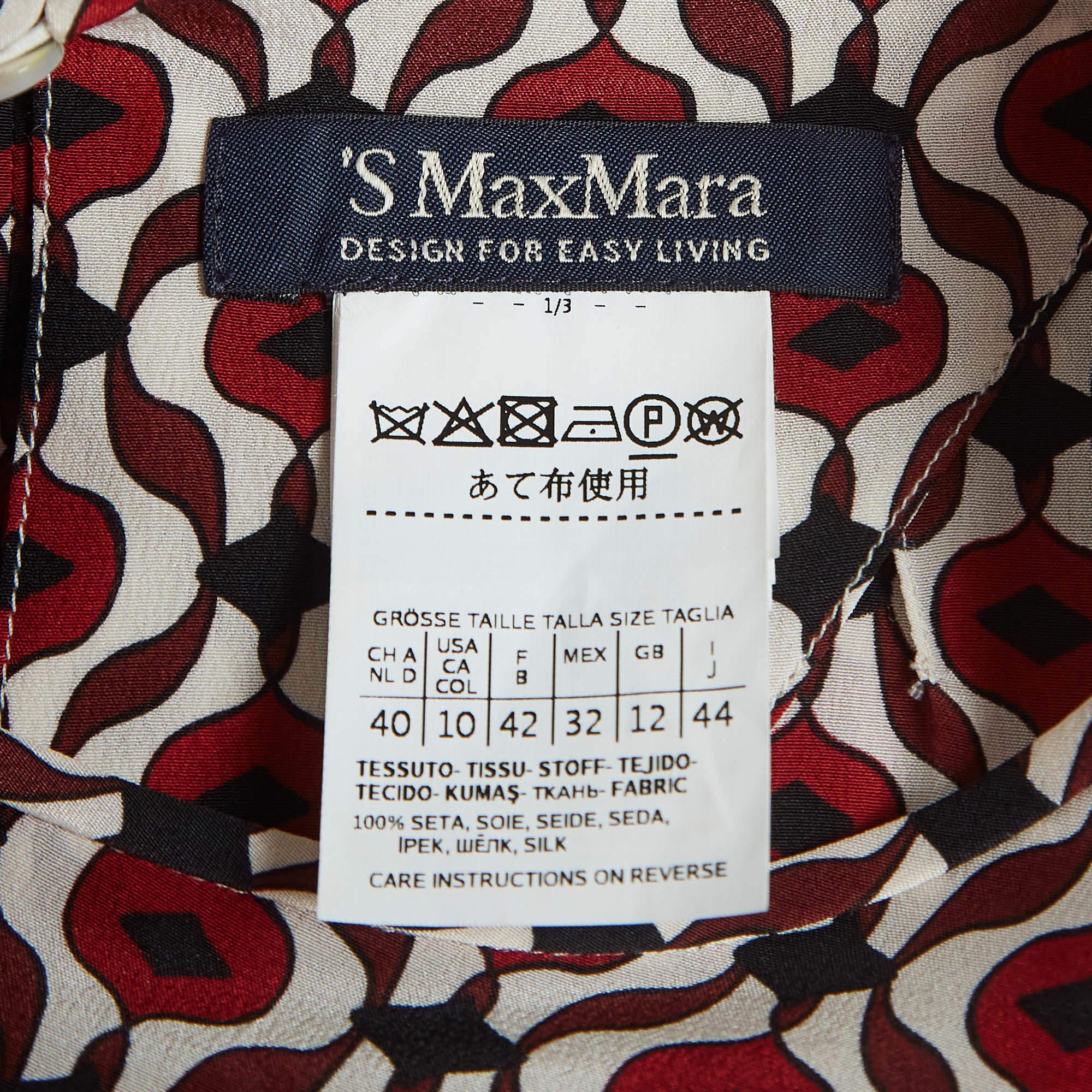 S'Max Mara Multicolor Printed Silk Top L In Excellent Condition For Sale In Dubai, Al Qouz 2