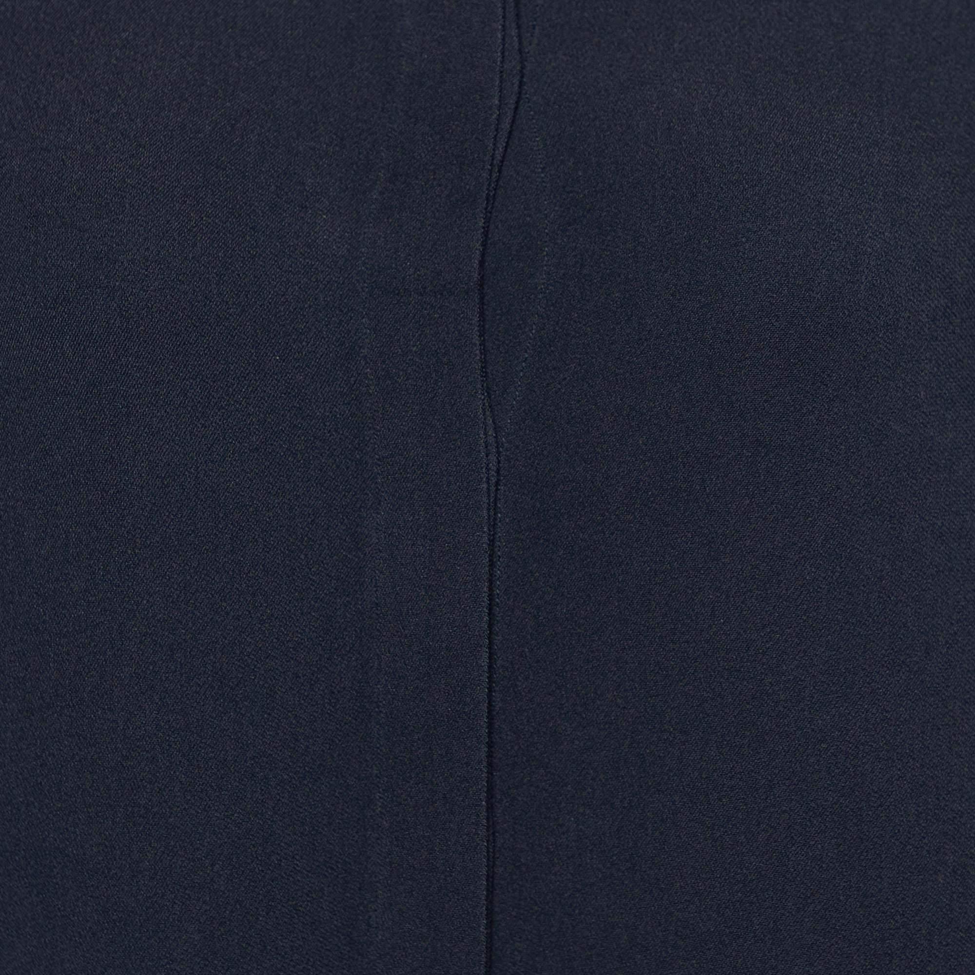 Black S'Max Mara Navy Blue Crepe Button Front Shirt Midi Dress M For Sale