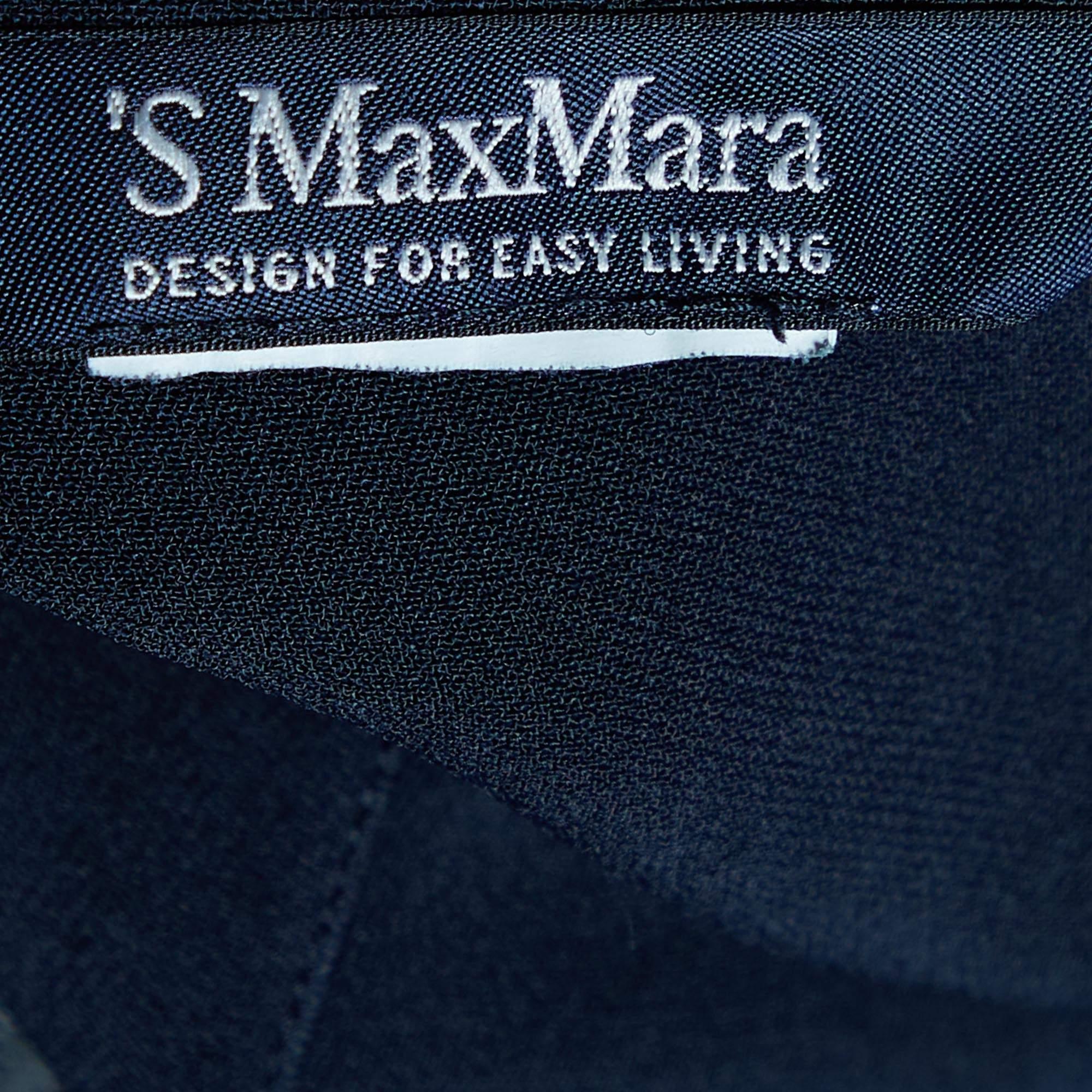 S'Max Mara Navy Blue Crepe Button Front Shirt Midi Dress M In Good Condition For Sale In Dubai, Al Qouz 2