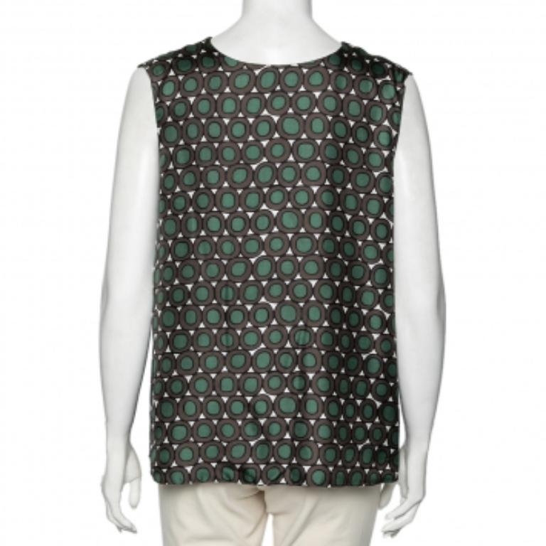 Gray S'Max Mara Pink & Grey Printed Silk Sleeveless Top M For Sale