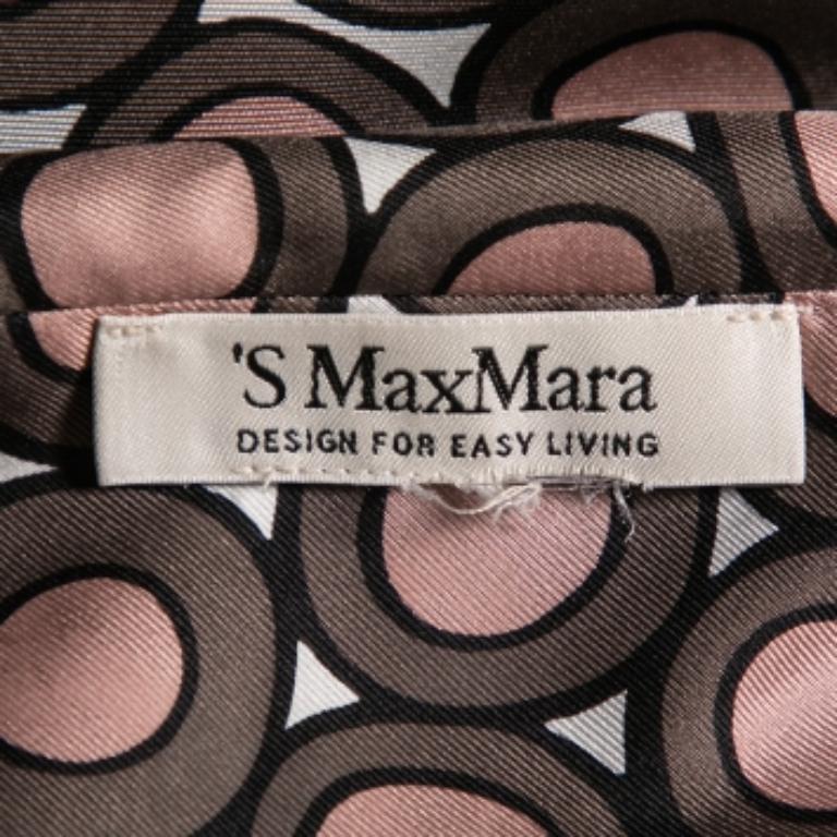 Women's S'Max Mara Pink & Grey Printed Silk Sleeveless Top M For Sale