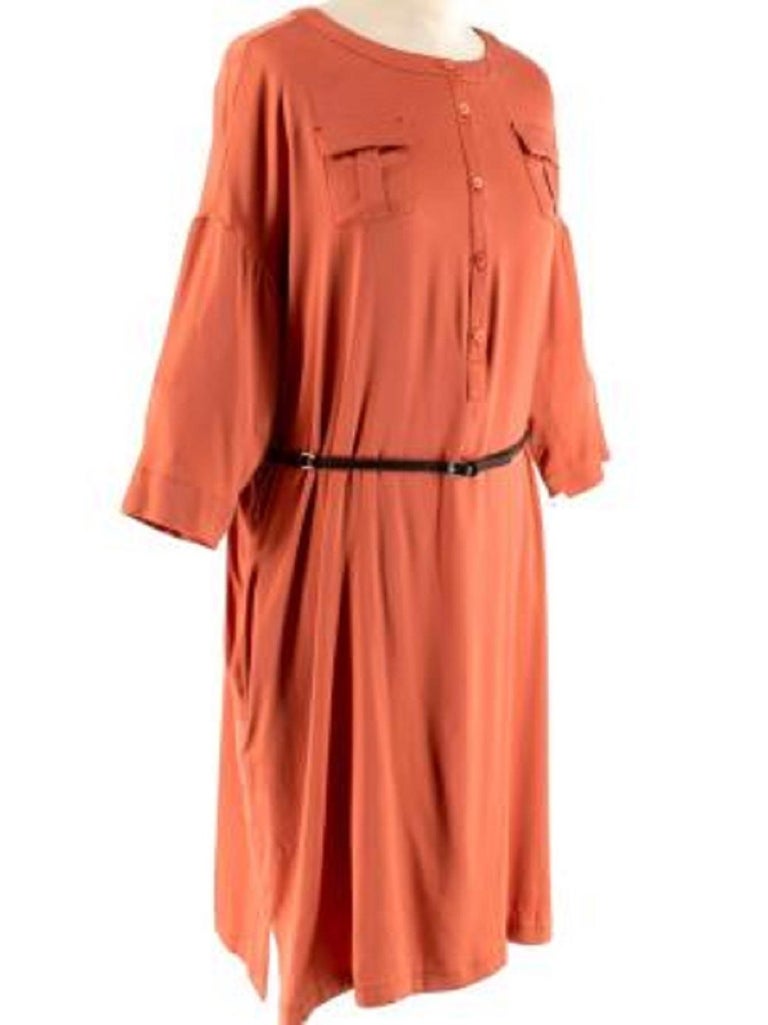 'SMax Mara Silk Orange Shirt Dress For Sale at 1stDibs