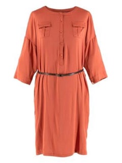 'SMax Mara Silk Orange Shirt Dress