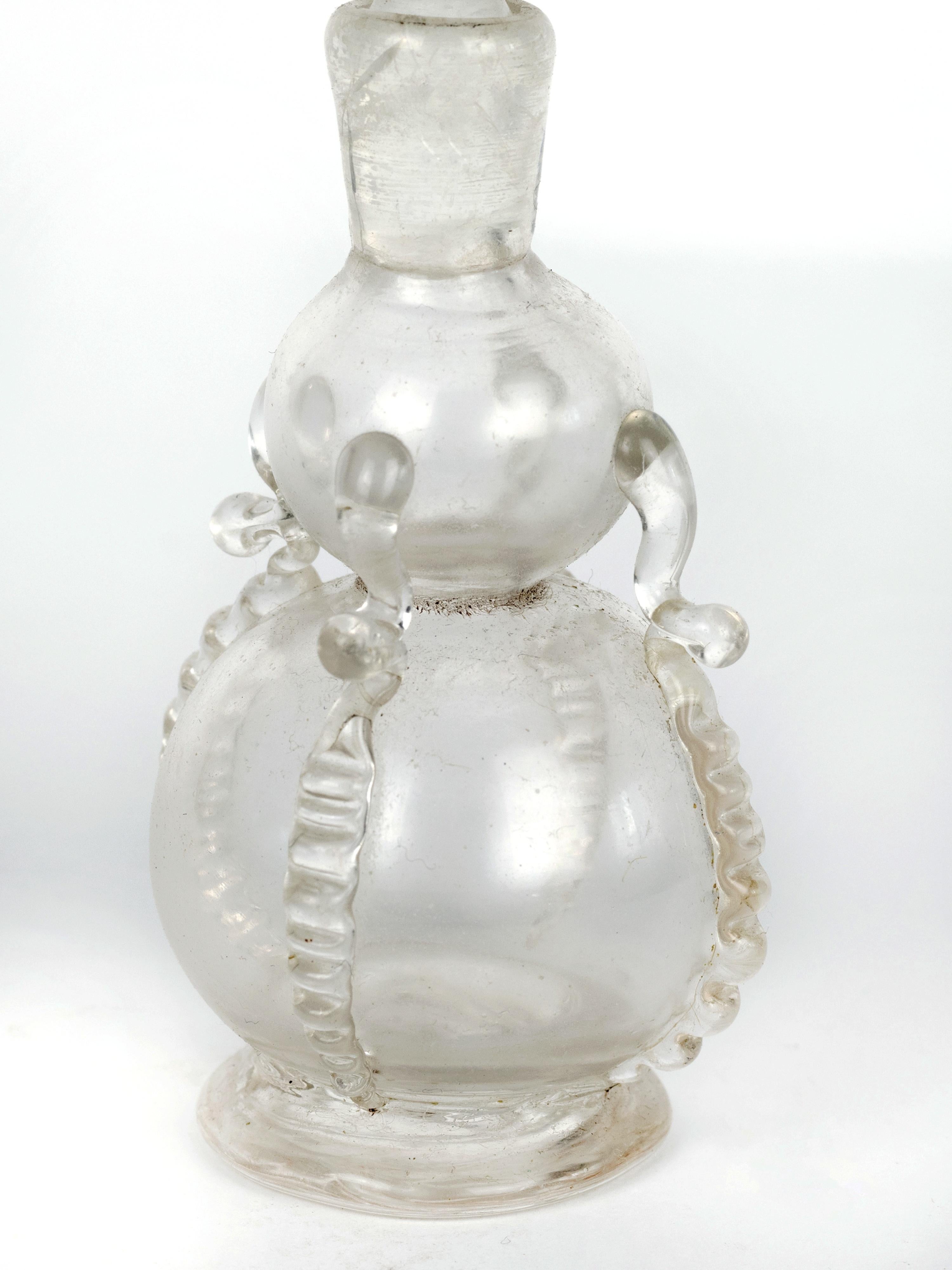 French Smelling Glass Bottle Adorned With Ribbons, 20th Century For Sale