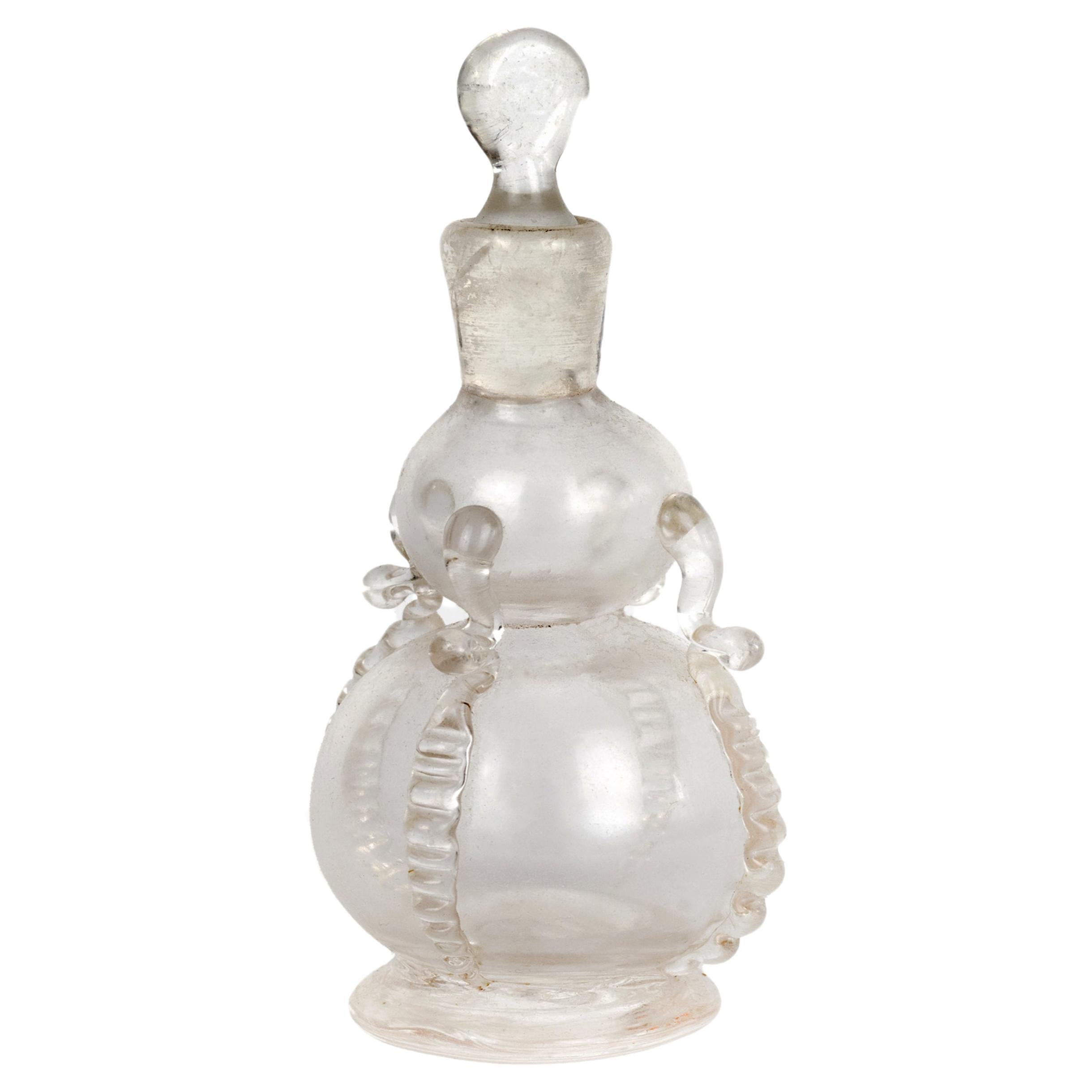 Smelling Glass Bottle Adorned With Ribbons, 20th Century