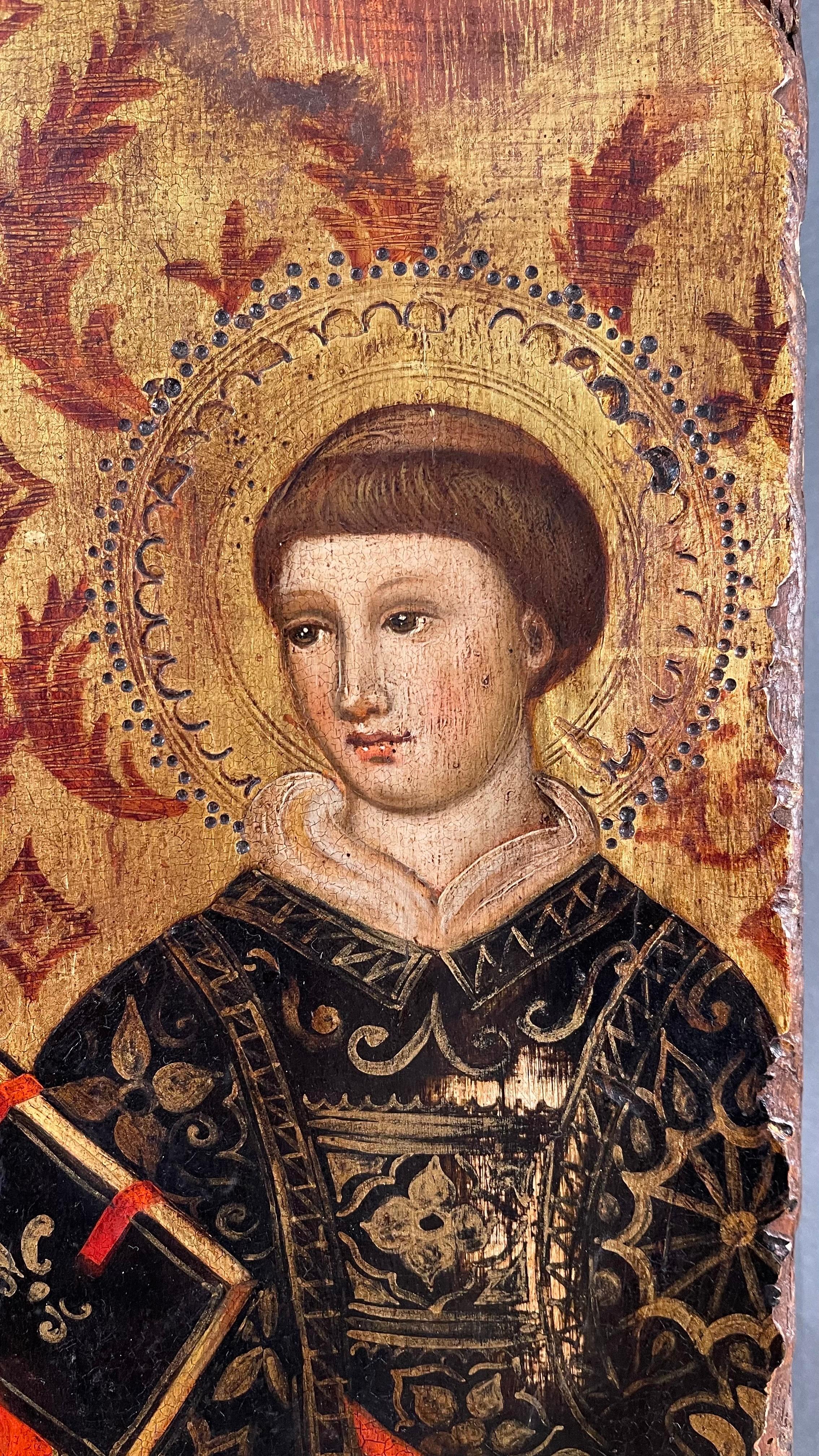 Peinture italienne expertisée du XIVe siècle avec fond d'or sur panneau - Painting de Smeraldo Di Giovanni